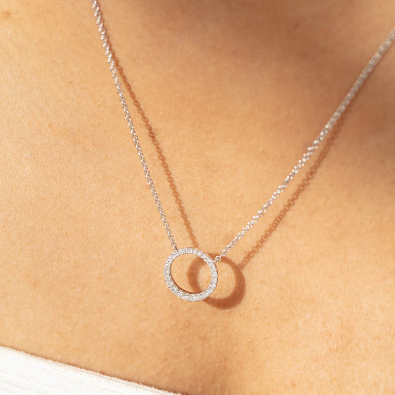 18ct White Gold Diamond Aelia Pendant-Necklace-Walker & Hall