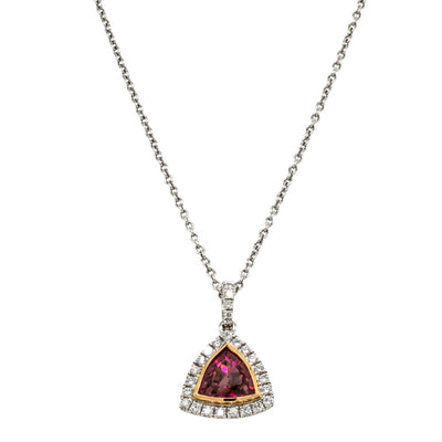 18ct White & Rose Gold Tourmaline & Diamond Pendant-Necklace-Walker & Hall