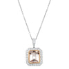 18ct White Gold 2.54ct Morganite & Diamond Halo Pendant-Necklace-Walker & Hall