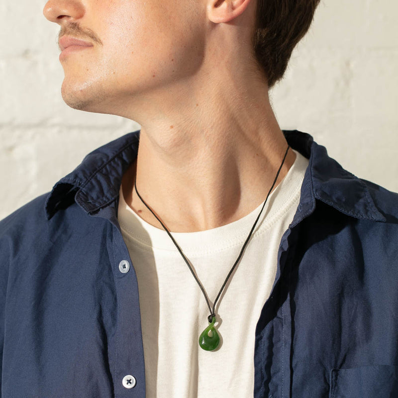 NZ Greenstone Twist Pendant-Necklace-Walker & Hall
