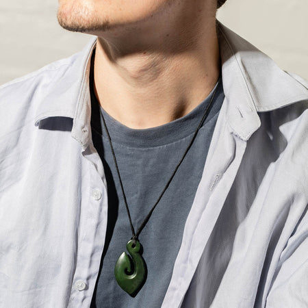 NZ Greenstone Hook Pendant-Necklace-Walker & Hall