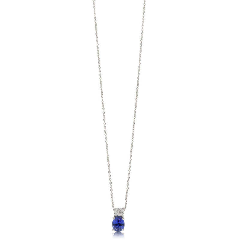 18ct White Gold Sapphire & Diamond Pendant-Necklace-Walker & Hall