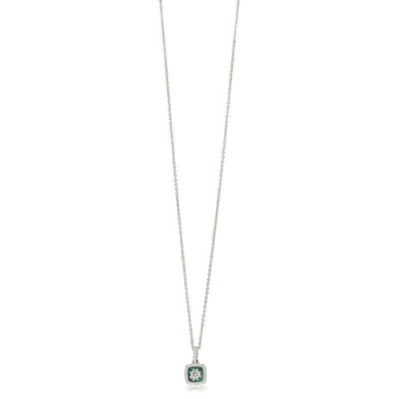 18ct White Gold Diamond & Emerald Necklace-Necklace-Walker & Hall