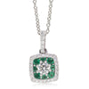 18ct White Gold Diamond & Emerald Necklace-Necklace-Walker & Hall