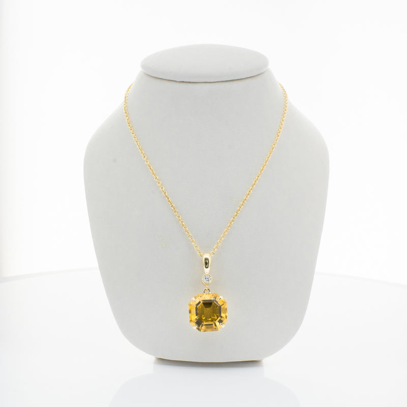 18ct Yellow Gold Citrine & Diamond Octavia Pendant-Necklace-Walker & Hall