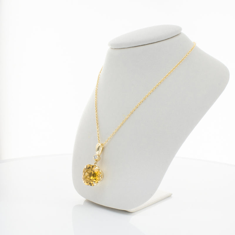 18ct Yellow Gold Citrine & Diamond Octavia Pendant-Necklace-Walker & Hall