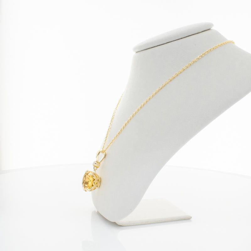 18ct Yellow Gold Citrine & Diamond Octavia Pendant-Necklace-Walker & Hall