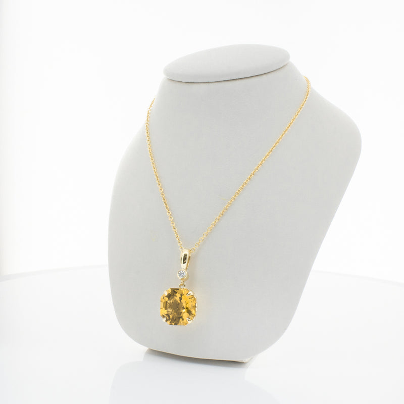 18ct Yellow Gold Citrine & Diamond Octavia Pendant-Necklace-Walker & Hall