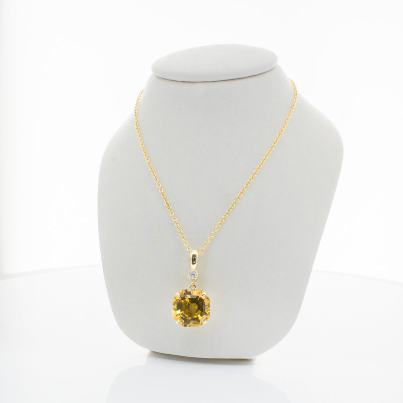 18ct Yellow Gold Citrine & Diamond Octavia Pendant-Necklace-Walker & Hall