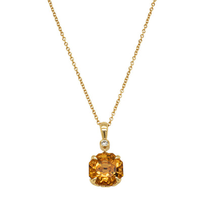 18ct Yellow Gold Citrine & Diamond Octavia Pendant-Necklace-Walker & Hall