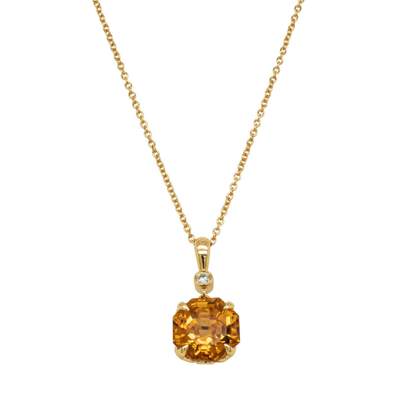 18ct Yellow Gold Citrine & Diamond Octavia Pendant-Necklace-Walker & Hall