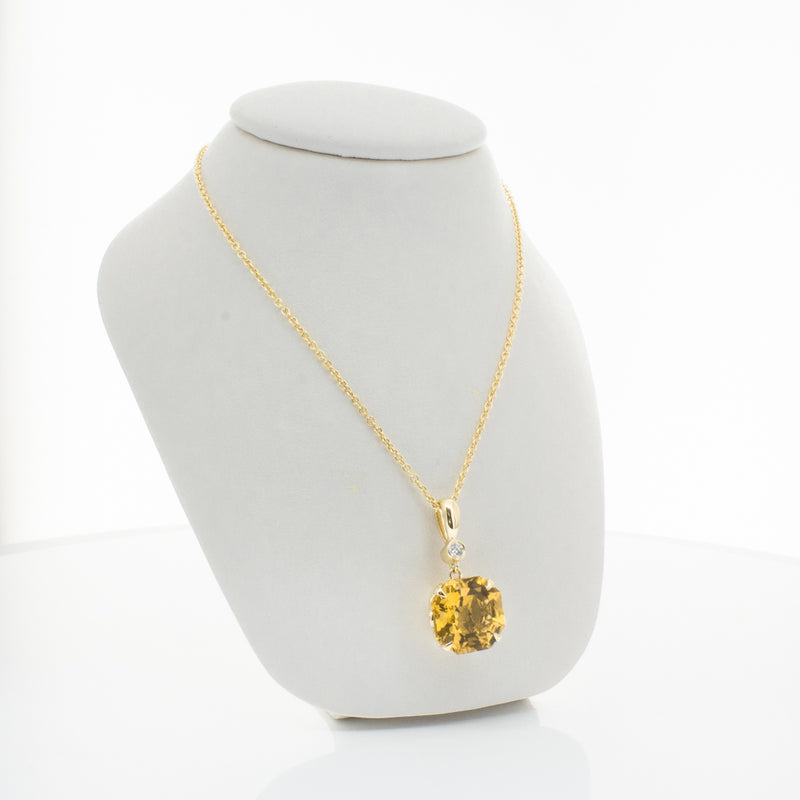 18ct Yellow Gold Citrine & Diamond Octavia Pendant-Necklace-Walker & Hall
