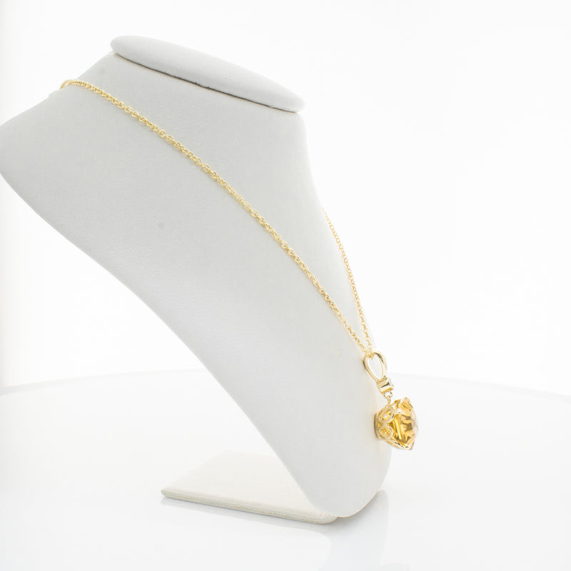 18ct Yellow Gold Citrine & Diamond Octavia Pendant-Necklace-Walker & Hall