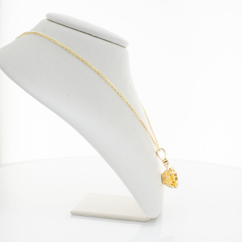 18ct Yellow Gold Citrine & Diamond Octavia Pendant-Necklace-Walker & Hall