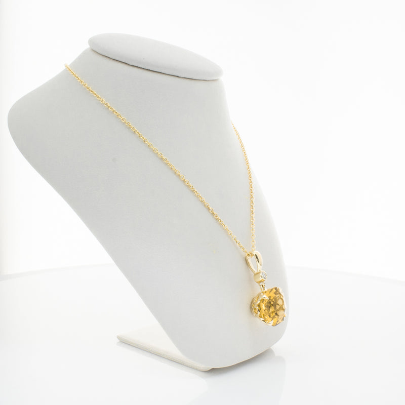 18ct Yellow Gold Citrine & Diamond Octavia Pendant-Necklace-Walker & Hall
