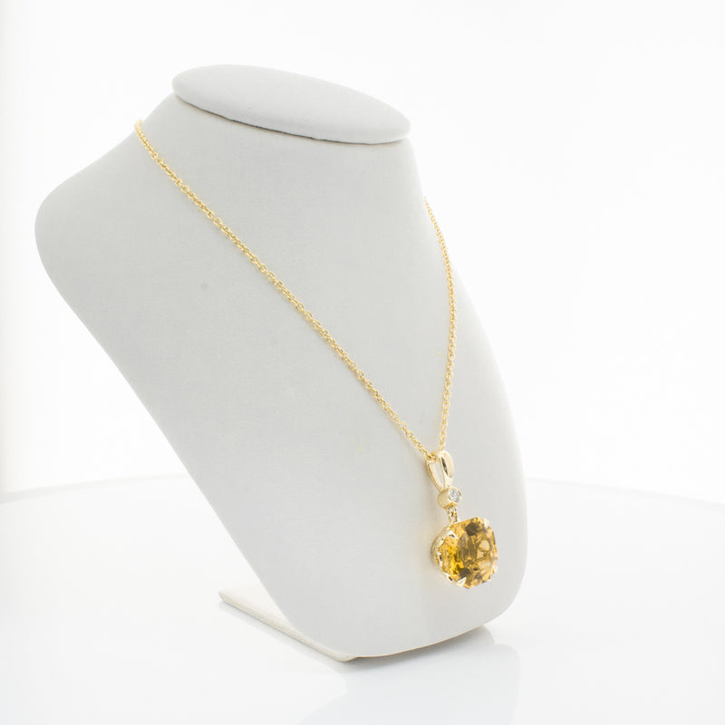 18ct Yellow Gold Citrine & Diamond Octavia Pendant-Necklace-Walker & Hall