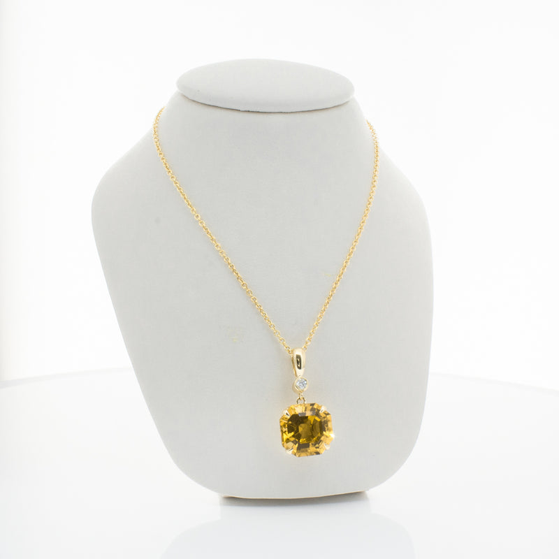 18ct Yellow Gold Citrine & Diamond Octavia Pendant-Necklace-Walker & Hall