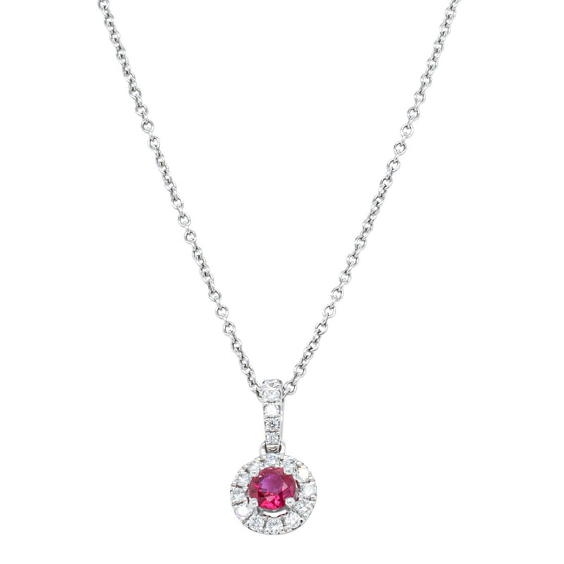 18ct White Gold Ruby & Diamond Necklace-Necklace-Walker & Hall