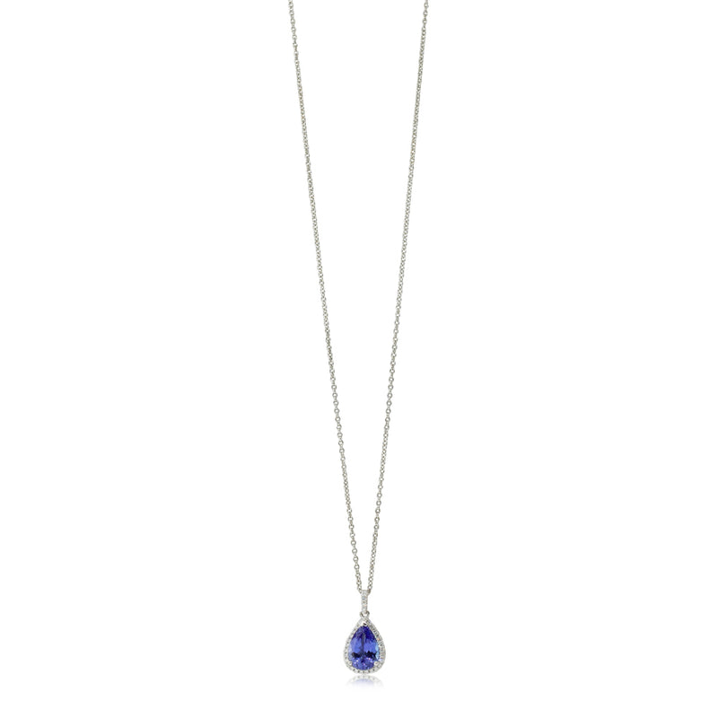 18ct White Gold Tanzanite & Diamond Necklace-Necklace-Walker & Hall