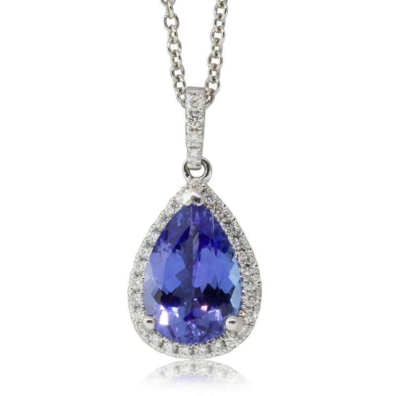 18ct White Gold Tanzanite & Diamond Necklace-Necklace-Walker & Hall