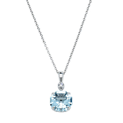 18ct White Gold Aquamarine & Diamond Octavia Pendant-Necklace-Walker & Hall