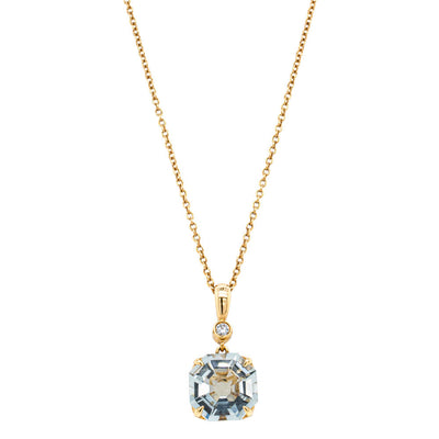 18ct Yellow Gold Aquamarine & Diamond Octavia Pendant-Necklace-Walker & Hall