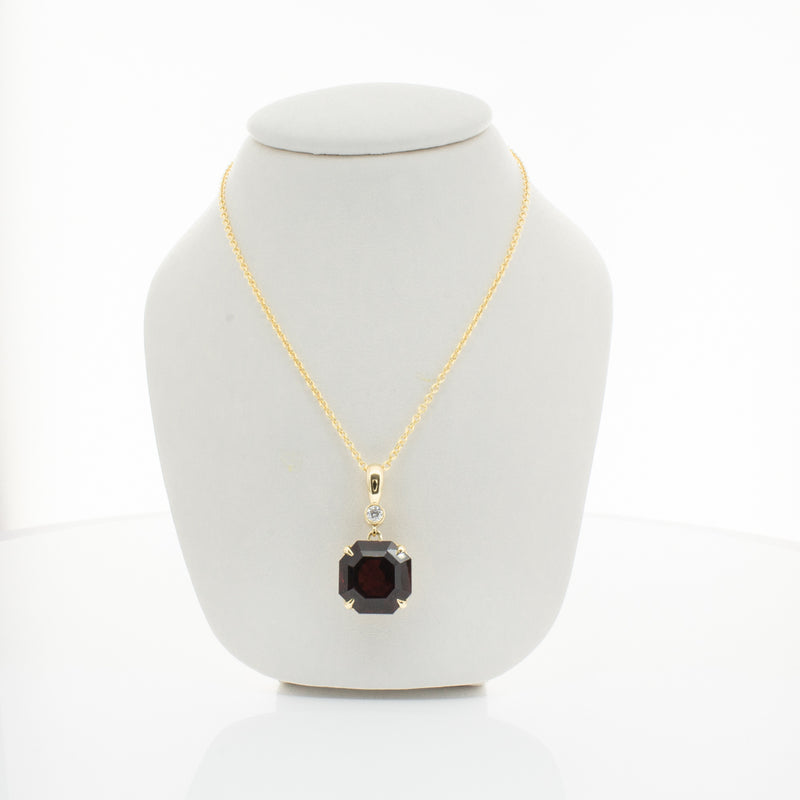 18ct Yellow Gold Garnet & Diamond Octavia Pendant-Necklace-Walker & Hall