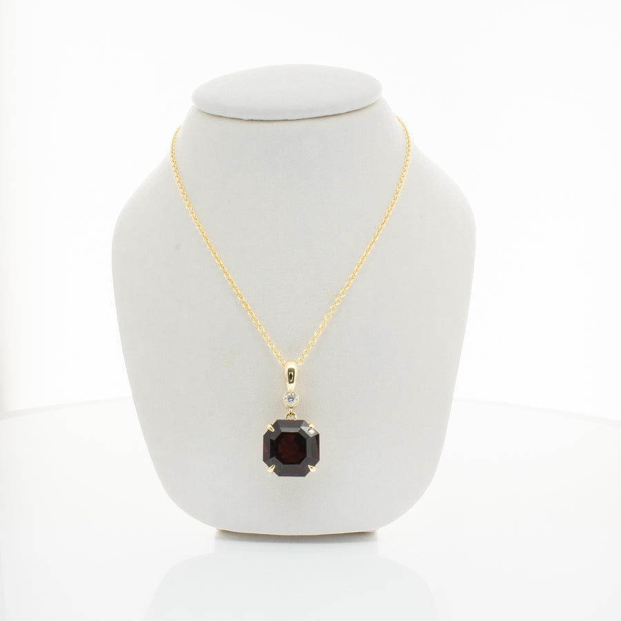 18ct Yellow Gold Garnet & Diamond Octavia Pendant-Necklace-Walker & Hall