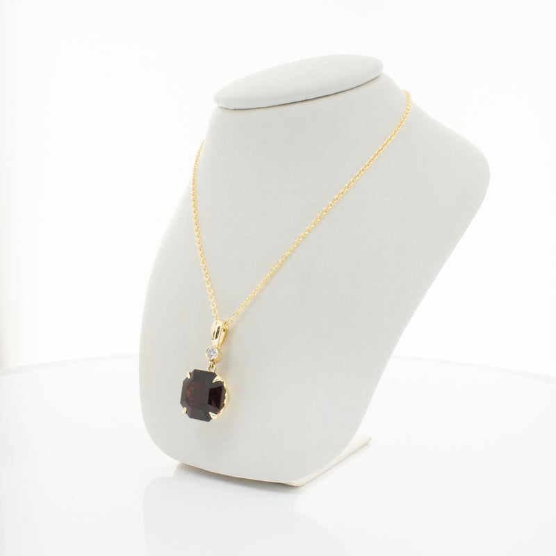 18ct Yellow Gold Garnet & Diamond Octavia Pendant-Necklace-Walker & Hall