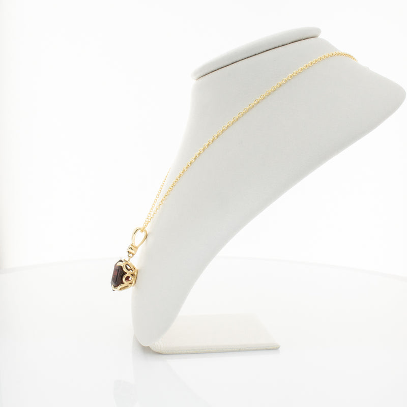 18ct Yellow Gold Garnet & Diamond Octavia Pendant-Necklace-Walker & Hall