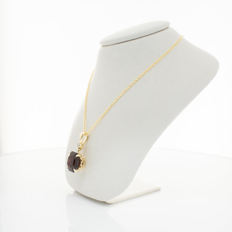 18ct Yellow Gold Garnet & Diamond Octavia Pendant-Necklace-Walker & Hall