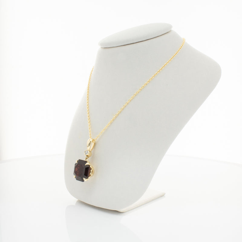 18ct Yellow Gold Garnet & Diamond Octavia Pendant-Necklace-Walker & Hall