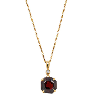 18ct Yellow Gold Garnet & Diamond Octavia Pendant-Necklace-Walker & Hall