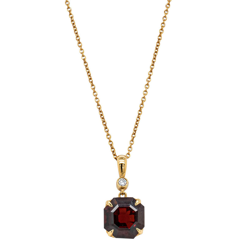 18ct Yellow Gold Garnet & Diamond Octavia Pendant-Necklace-Walker & Hall