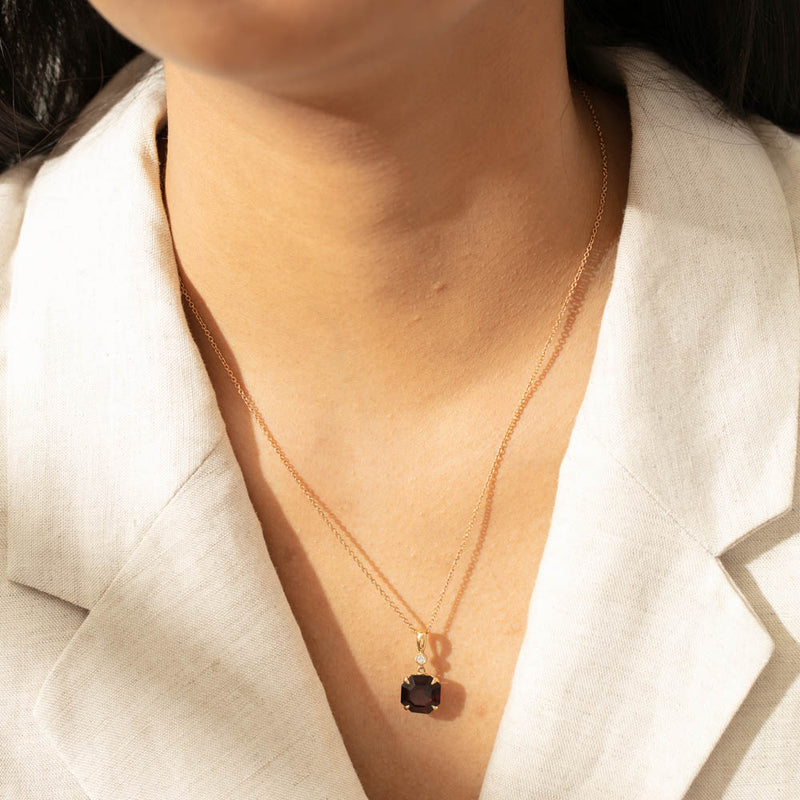 18ct Yellow Gold Garnet & Diamond Octavia Pendant-Necklace-Walker & Hall