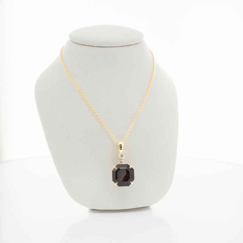 18ct Yellow Gold Garnet & Diamond Octavia Pendant-Necklace-Walker & Hall
