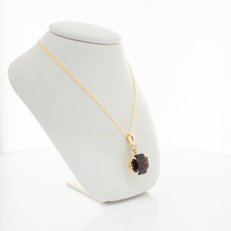 18ct Yellow Gold Garnet & Diamond Octavia Pendant-Necklace-Walker & Hall