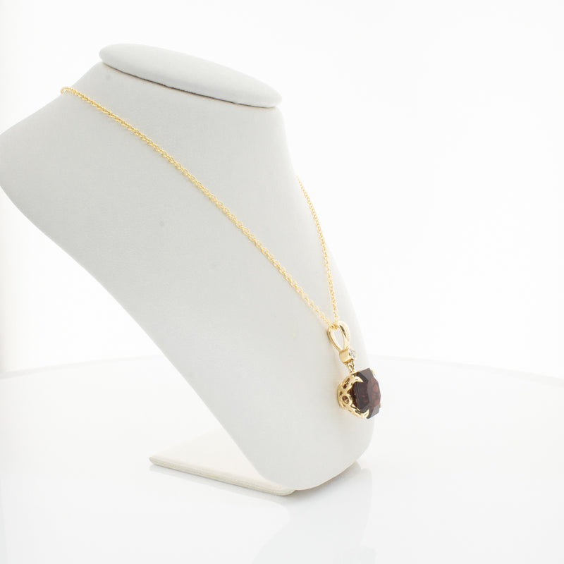 18ct Yellow Gold Garnet & Diamond Octavia Pendant-Necklace-Walker & Hall