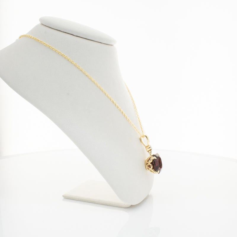 18ct Yellow Gold Garnet & Diamond Octavia Pendant-Necklace-Walker & Hall