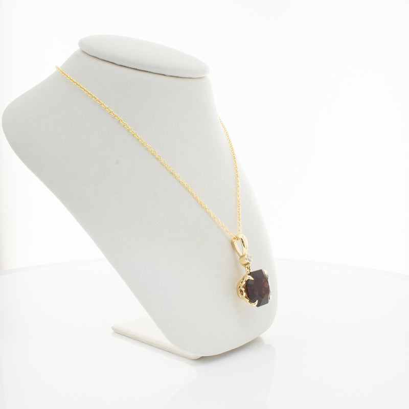 18ct Yellow Gold Garnet & Diamond Octavia Pendant-Necklace-Walker & Hall