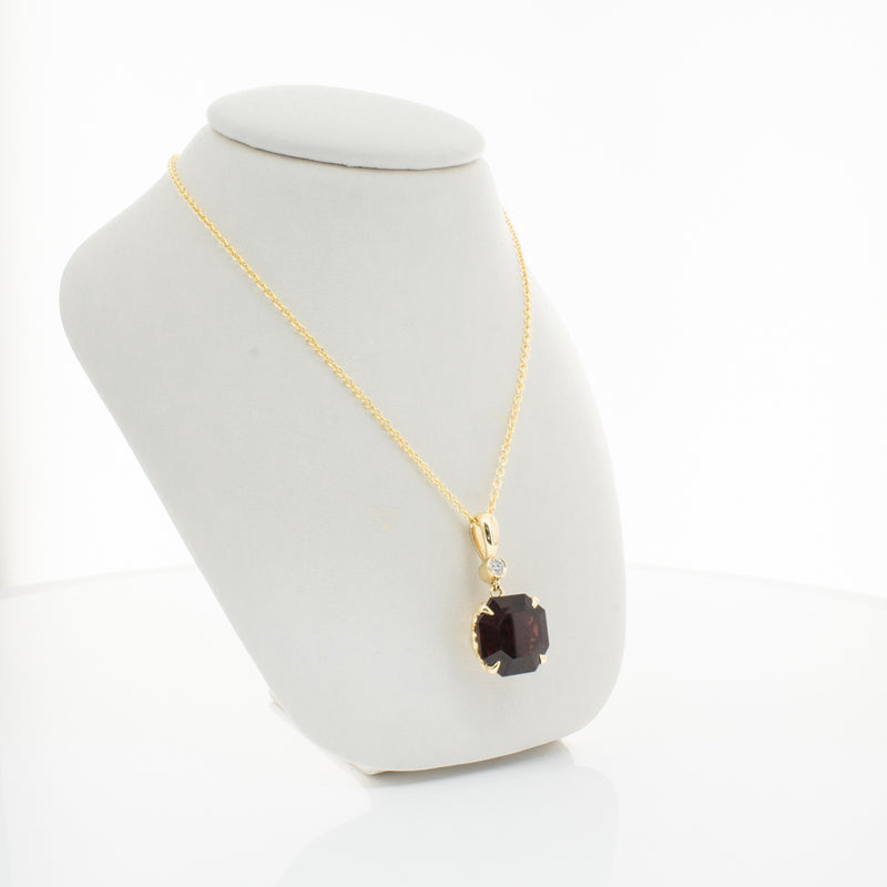 18ct Yellow Gold Garnet & Diamond Octavia Pendant-Necklace-Walker & Hall