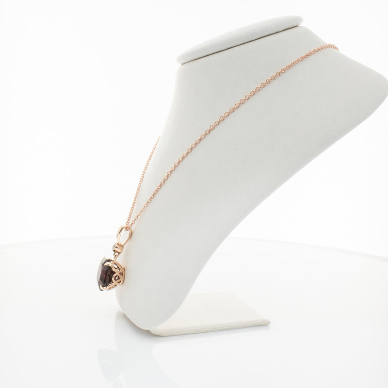 18ct Rose Gold Garnet & Diamond Octavia Pendant-Necklace-Walker & Hall