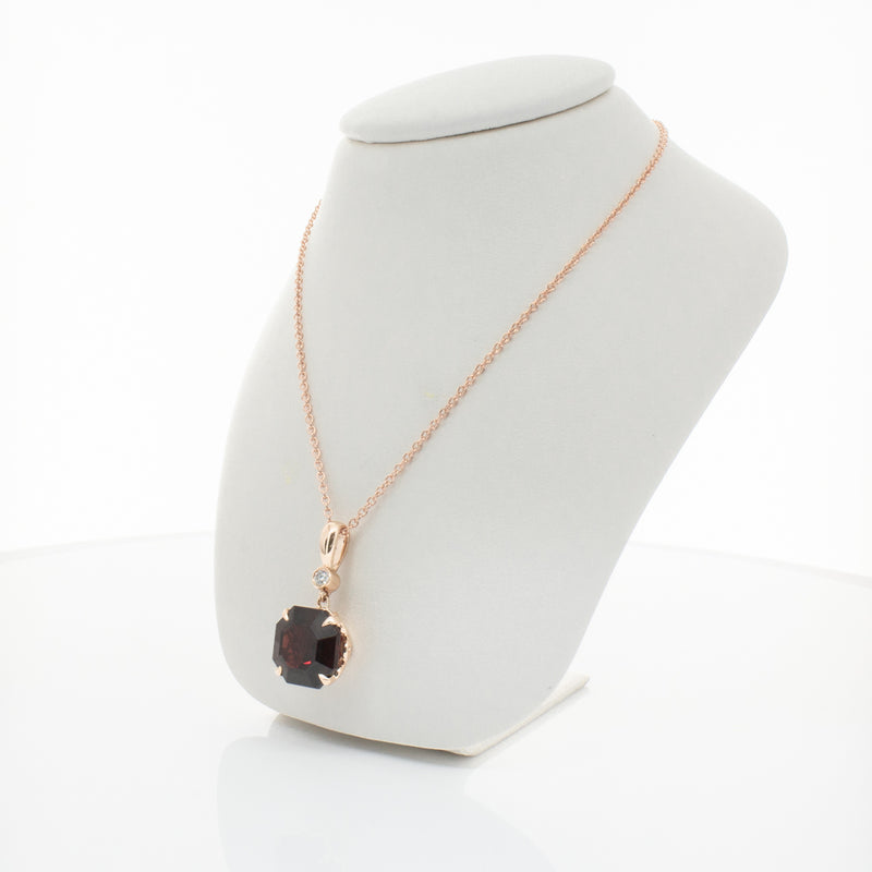 18ct Rose Gold Garnet & Diamond Octavia Pendant-Necklace-Walker & Hall