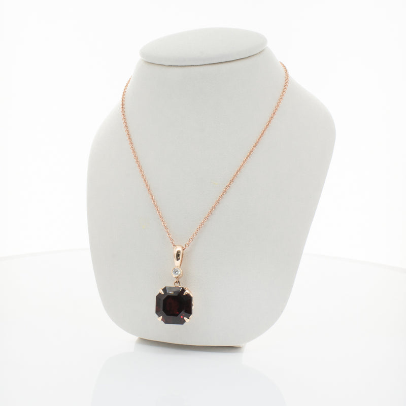 18ct Rose Gold Garnet & Diamond Octavia Pendant-Necklace-Walker & Hall