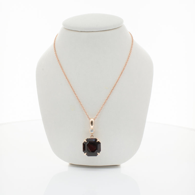 18ct Rose Gold Garnet & Diamond Octavia Pendant-Necklace-Walker & Hall