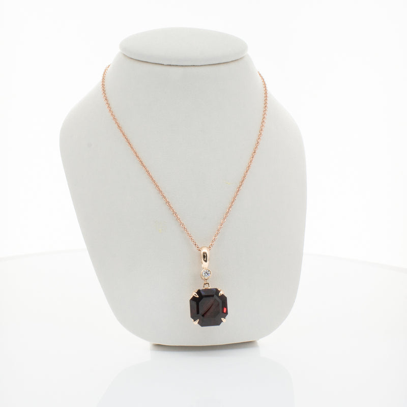 18ct Rose Gold Garnet & Diamond Octavia Pendant-Necklace-Walker & Hall