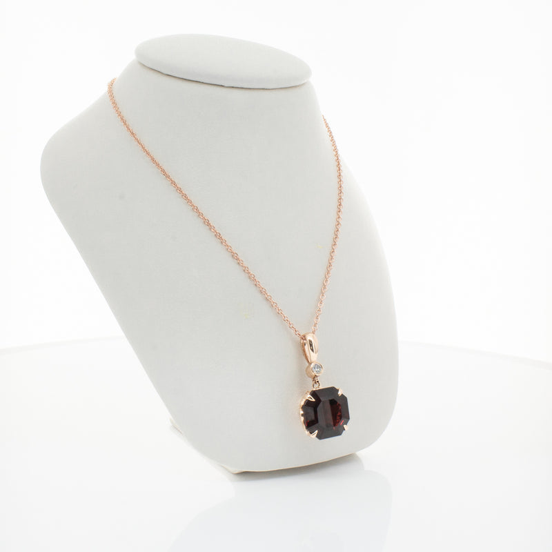 18ct Rose Gold Garnet & Diamond Octavia Pendant-Necklace-Walker & Hall
