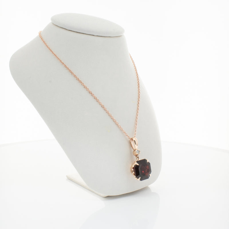 18ct Rose Gold Garnet & Diamond Octavia Pendant-Necklace-Walker & Hall