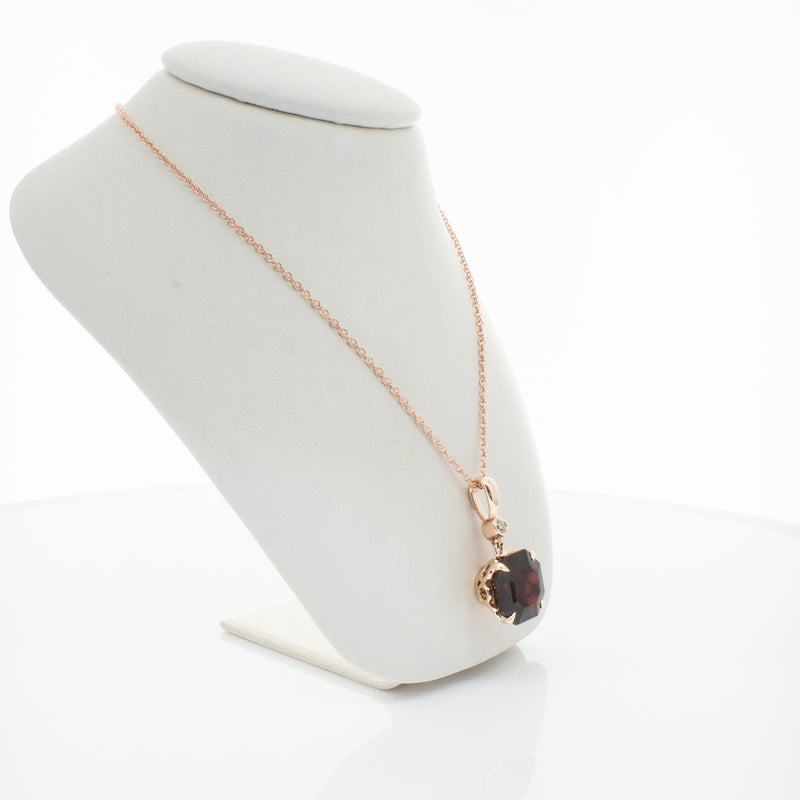 18ct Rose Gold Garnet & Diamond Octavia Pendant-Necklace-Walker & Hall