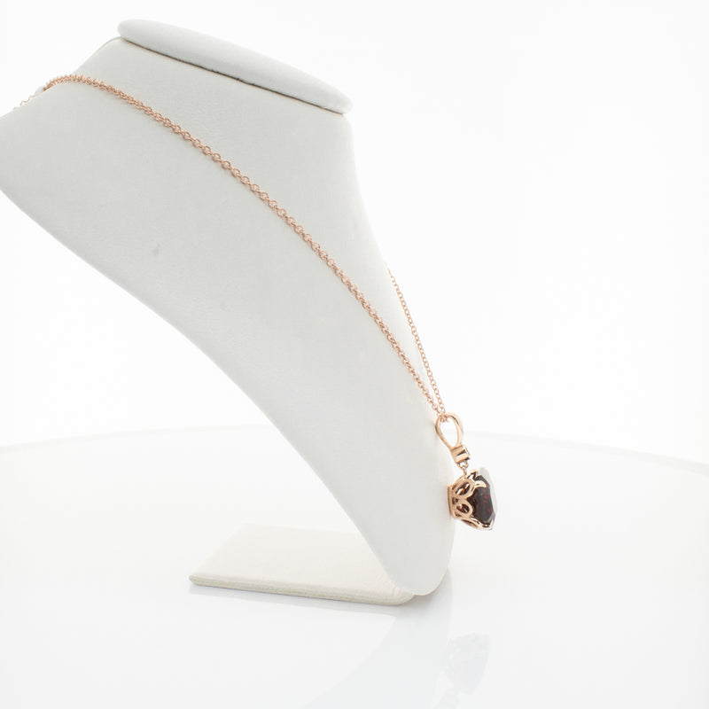 18ct Rose Gold Garnet & Diamond Octavia Pendant-Necklace-Walker & Hall